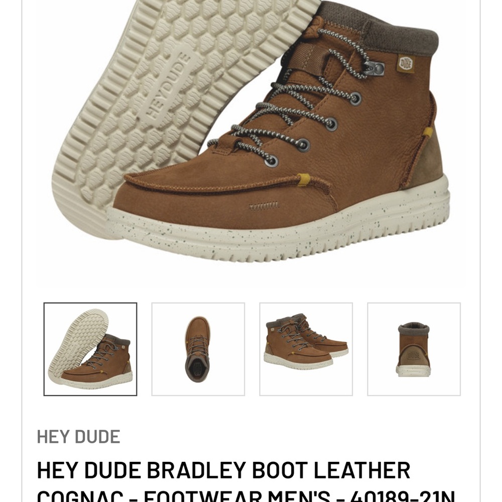 Hey Dude Men's Leather Boots in Cognac